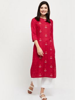 max - Women Printed Straight Pink Kurta