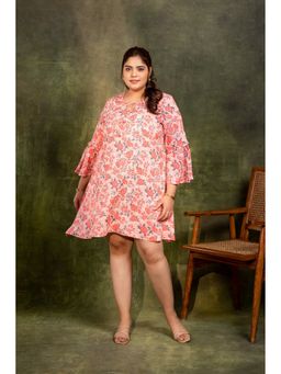 etre comfortwear - Women Pink Gabby Floral Printed Bell Sleeves Dress