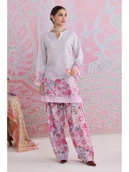HOUSE OF KARI - Women Pink Cotton Blend Floral Kurta with Palazzo