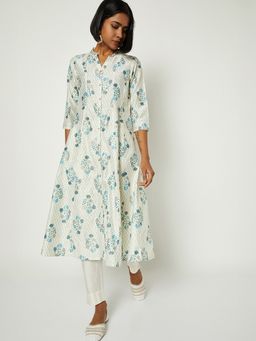 max - Women White Chanderi Floral Printed A-Line Kurta