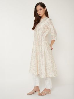 max - Women White Polyester Blend Floral Printed A-Line Kurta