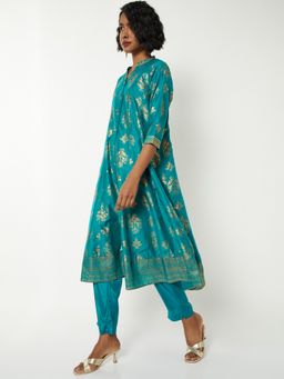 max - Women Green Polyester Blend Floral Printed A-Line Kurta