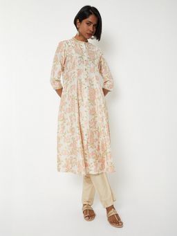 max - Women White Polyester Blend Floral Printed A-Line Kurta