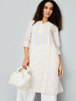 max - Women Striped Straight Multi-Color Kurta