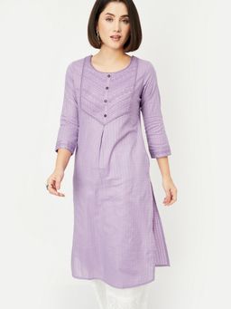 max - Women Embroidered Straight Lavender Kurta