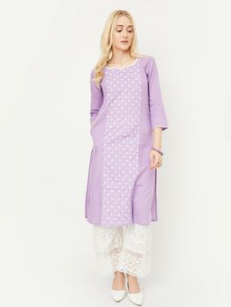 max - Women Embroidered Purple Kurta