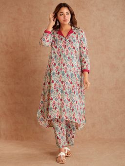 Meeta's - Women Multi-Color Cotton Geometric Kurta with Pant