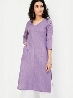 max - Women Pintuck Straight Lavender Kurta