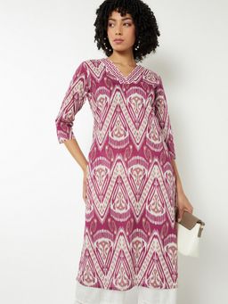 max - Women Printed Purple Straight Kurta