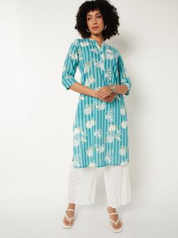 max - Women Printed Blue Straight Kurta