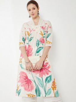 max - Women Multi-Color Cambric Floral Straight Kurta