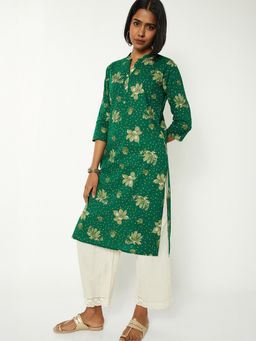 max - Women Floral Green Print Straight Kurta
