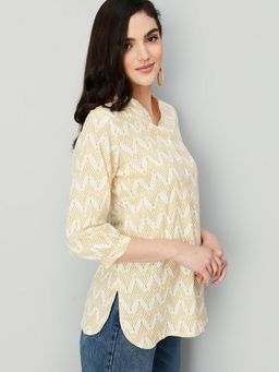 max - Women Off White Cotton Blend Abstract A-Line Kurti