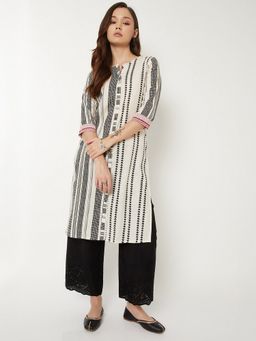 max - Women Printed Straight White Kurta