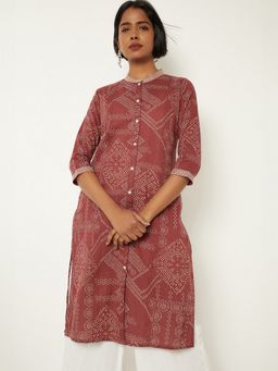 max - Women Printed Orange Straight Kurta