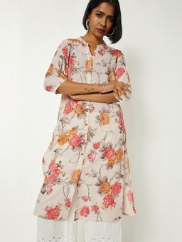 max - Women White Floral Print Straight Kurta