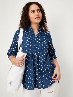 max - Women Indigo Cambric Abstract A-Line Kurta
