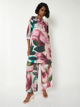 max - Women Pink Polyester Blend Floral Print Kurta and Pant