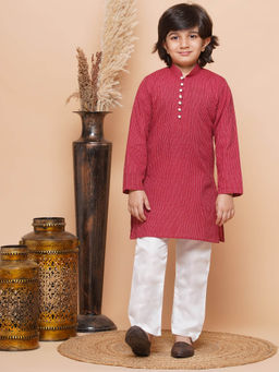 AJ Dezines - Cotton Embroidered Full Sleeve Kurta & Pyjama (Set of 2)