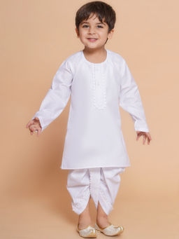 AJ Dezines - Kids Solid Pure Cotton Dhoti With Kurta For Boys (Set of 2)