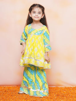 AJ Dezines - Kids Cotton Yellow Kurta & Sharara For Girls (Set of 2)