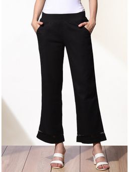 Lakshita - Subtle Black Trousers Palazzo With Bell Hem