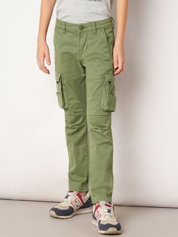 Jack & Jones Junior - Solid Cotton Mid Rise Green Cargo