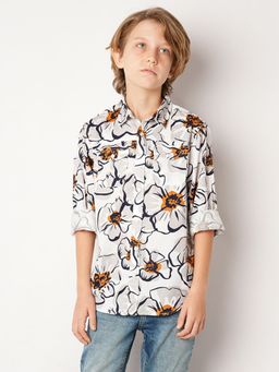 Jack & Jones Junior - Printed Cotton White Shirt
