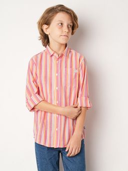 Jack & Jones Junior - Striped Cotton Pink Shirt