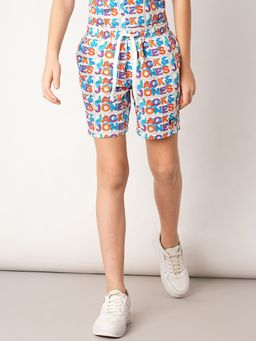 Jack & Jones Junior - Printed Cotton Mid Rise White Shorts