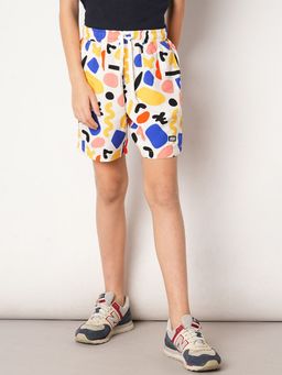 Jack & Jones Junior - Printed Viscose Mid Rise White Shorts