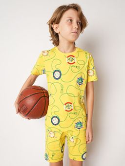 Jack & Jones Junior - Printed Cotton Yellow T-Shirt