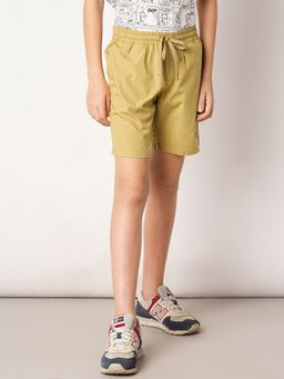 Jack & Jones Junior - Solid Cotton Mid Rise Beige Shorts