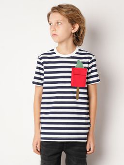 Jack & Jones Junior - Striped Cotton Blue T-Shirt