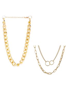 Jewels Galaxy - Jewellery For Women Gold-Plated Layered Necklace (Set of 2)