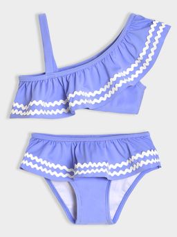Mi Arcus - Blue Sleeveless Solid Lace Work Blue Swim Wear (Set of 2)