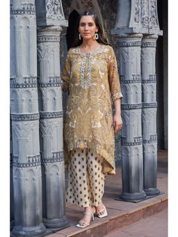 Biba - Women Polyester Asymmetric Printed Kurta with Palazzo & Inner (Set of 3)