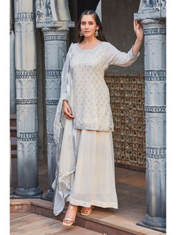 Biba - Women Cotton Blend Straight Kurti with Sharara & Dupatta (Set of 3)