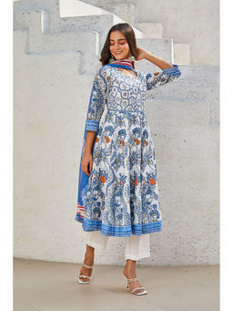 Biba - Women Cotton Anarkali Printed Kurta with Pant & Dupatta (Set of 3)