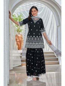 Biba - Women Polyester Straight Kurti with Sharara & Dupatta (Set of 3)