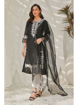 Biba - Women Polyester Straight Embroidery Kurta with Pant & Dupatta (Set of 3)