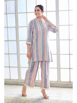 Biba - Women Polyester Straight Embroidery Kurta with Pant (Set of 2)