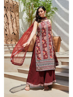 Biba - Women Polyester Printed Kurta with Palazzo & Dupatta (Set of 3)