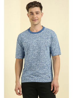 Allen Solly - Men Blue Print Crew Neck T-Shirt