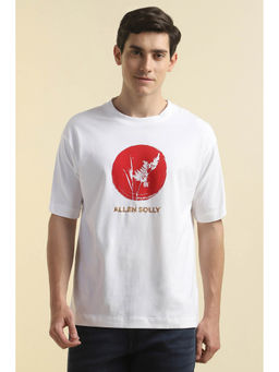 Allen Solly - Men White Graphic Print Crew Neck T-Shirt