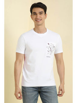 Allen Solly - Men White Print Crew Neck T-Shirt