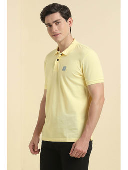 Allen Solly - Men Yellow Solid Polo Neck T-Shirt