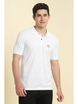 Allen Solly - Men White Solid Polo Neck T-Shirt