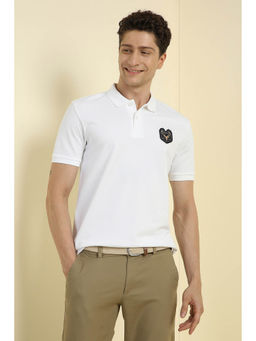 Allen Solly - Men White Solid Polo Neck T-Shirt
