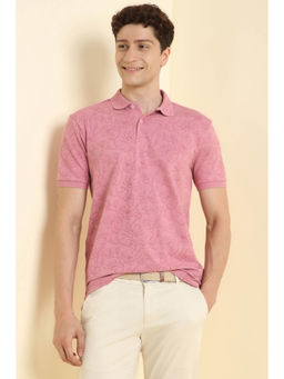 Allen Solly - Men Pink Floral Print Polo Neck T-Shirt